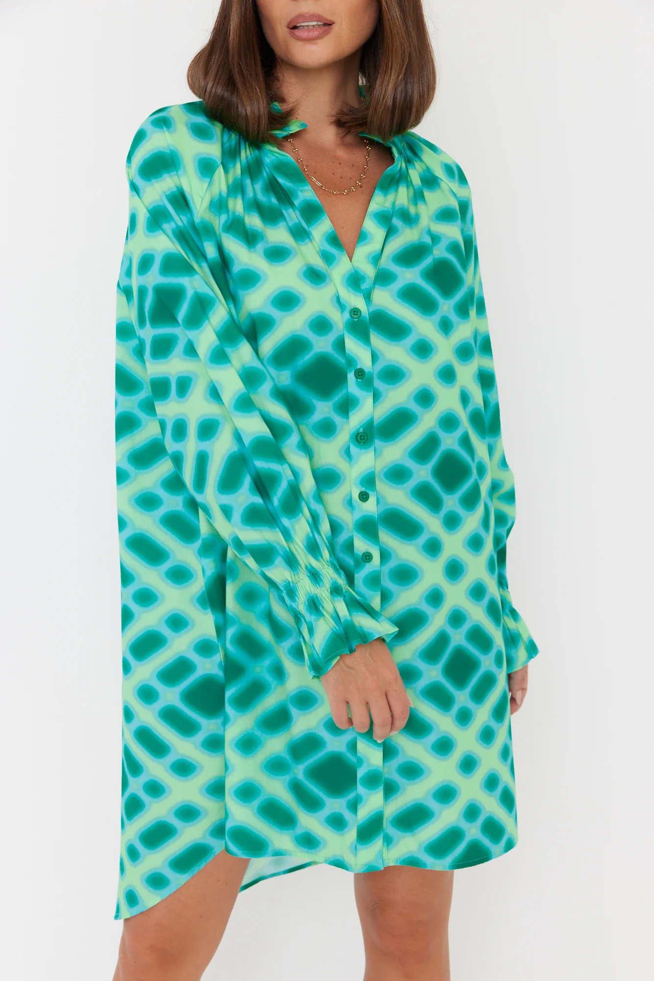 OLLIE Dress Emerald Crosshatch - Image 7