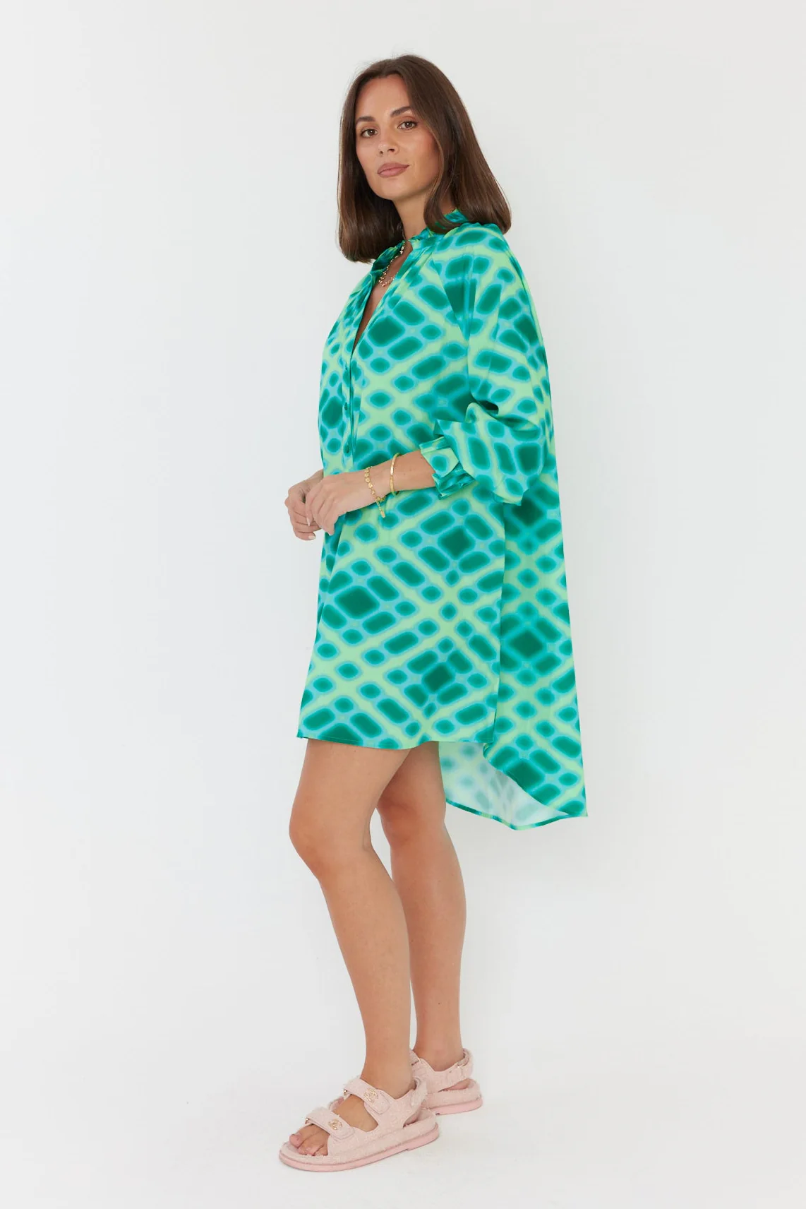 OLLIE Dress Emerald Crosshatch - Image 9