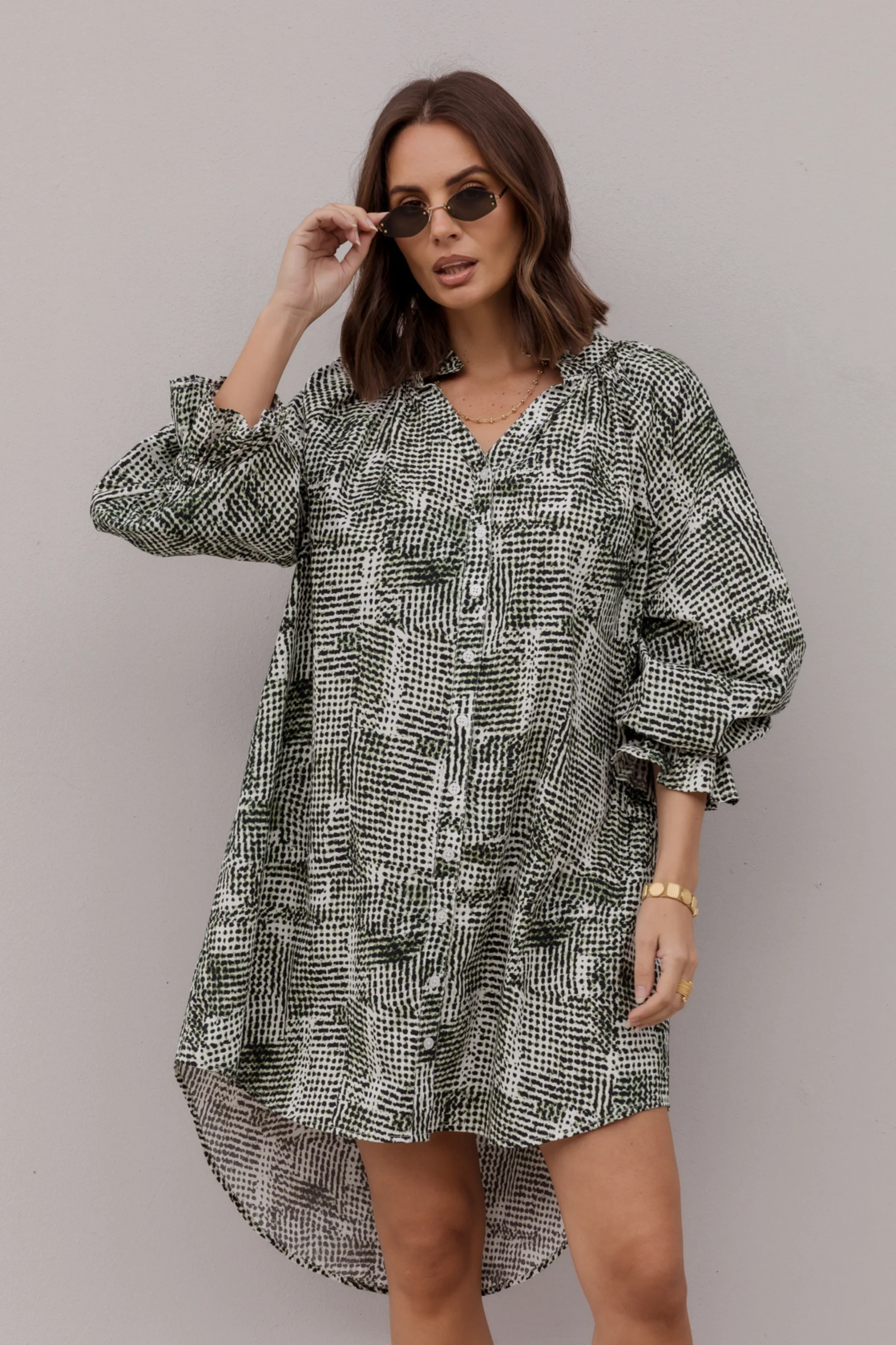 OLLIE Dress Emerald Textured Print - Image 3