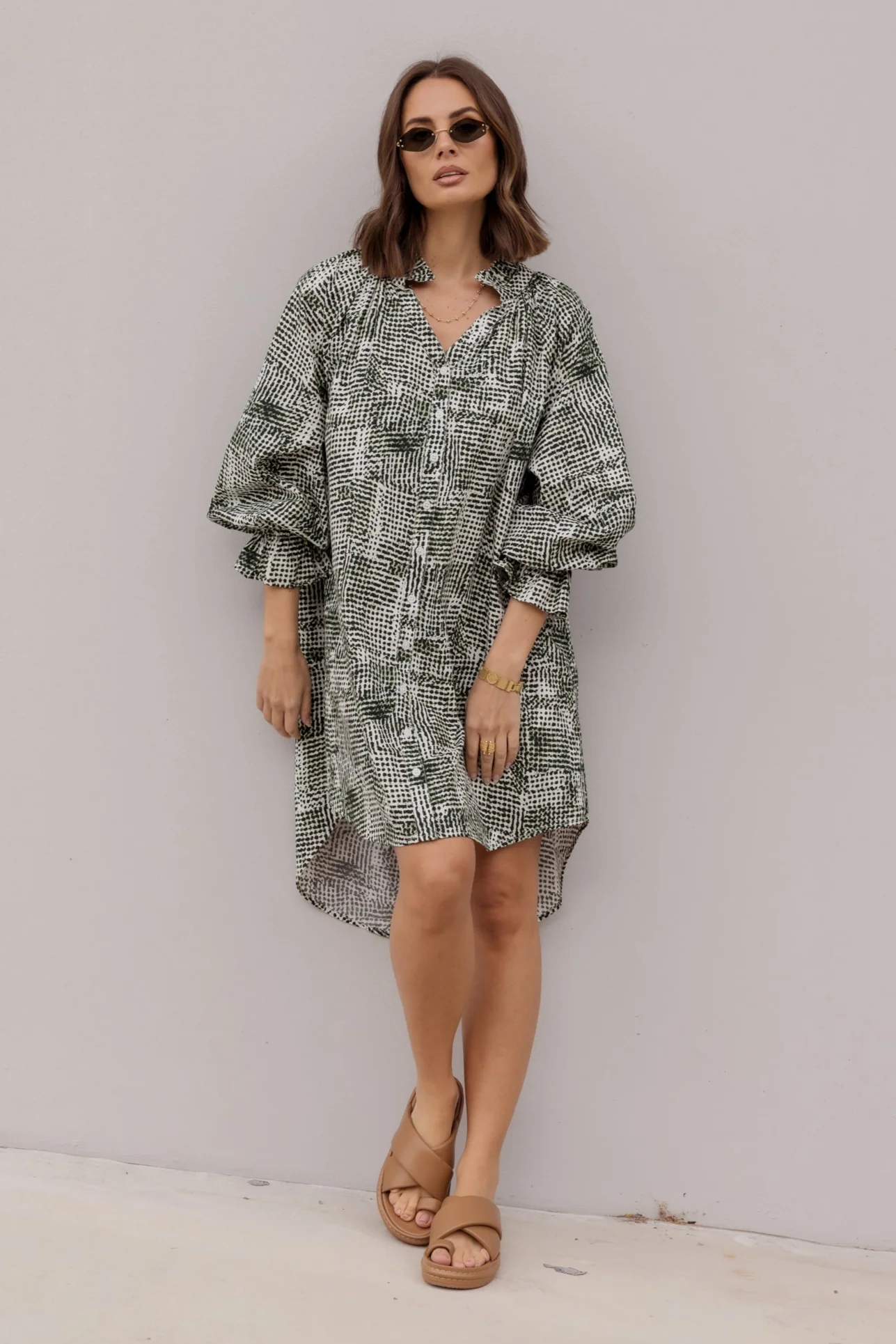 OLLIE Dress Emerald Textured Print - Image 4