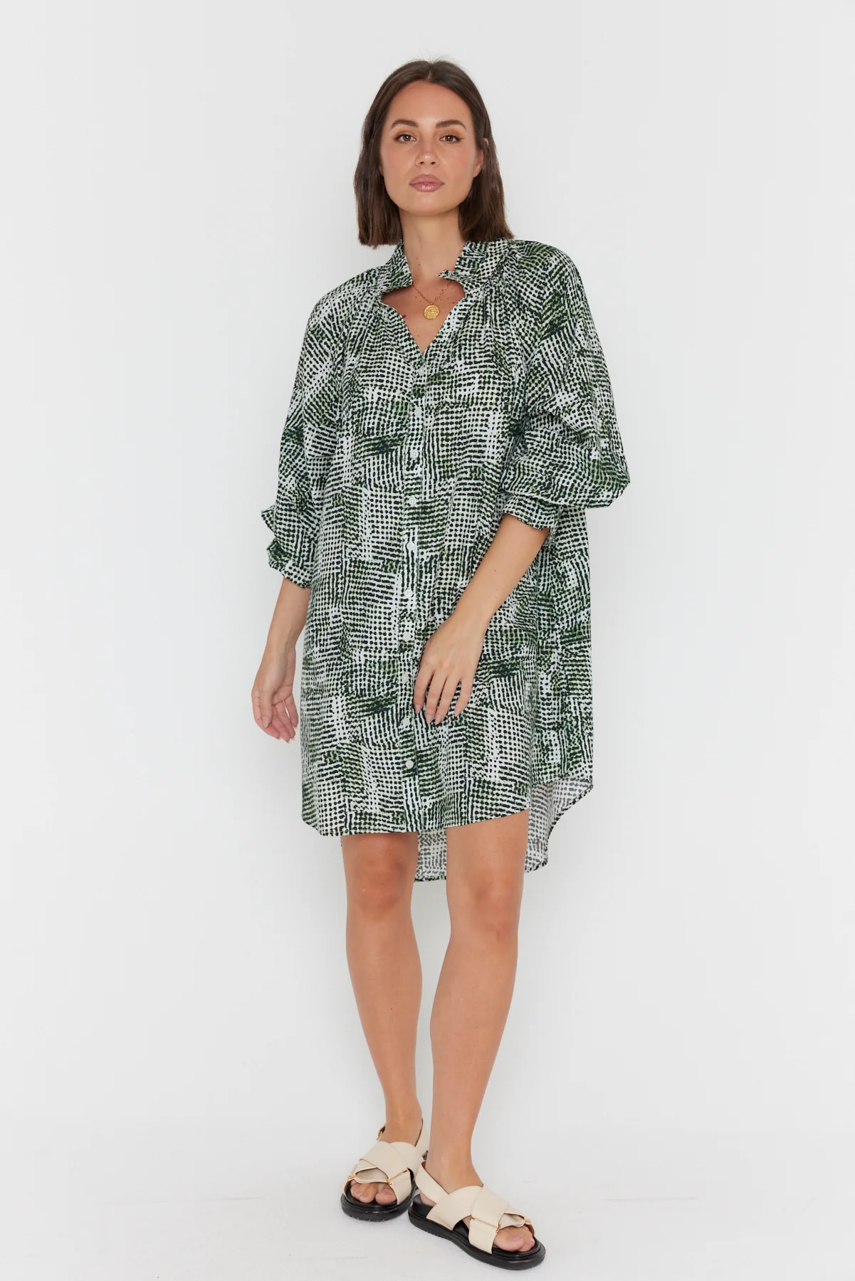 OLLIE Dress Emerald Textured Print - Image 5