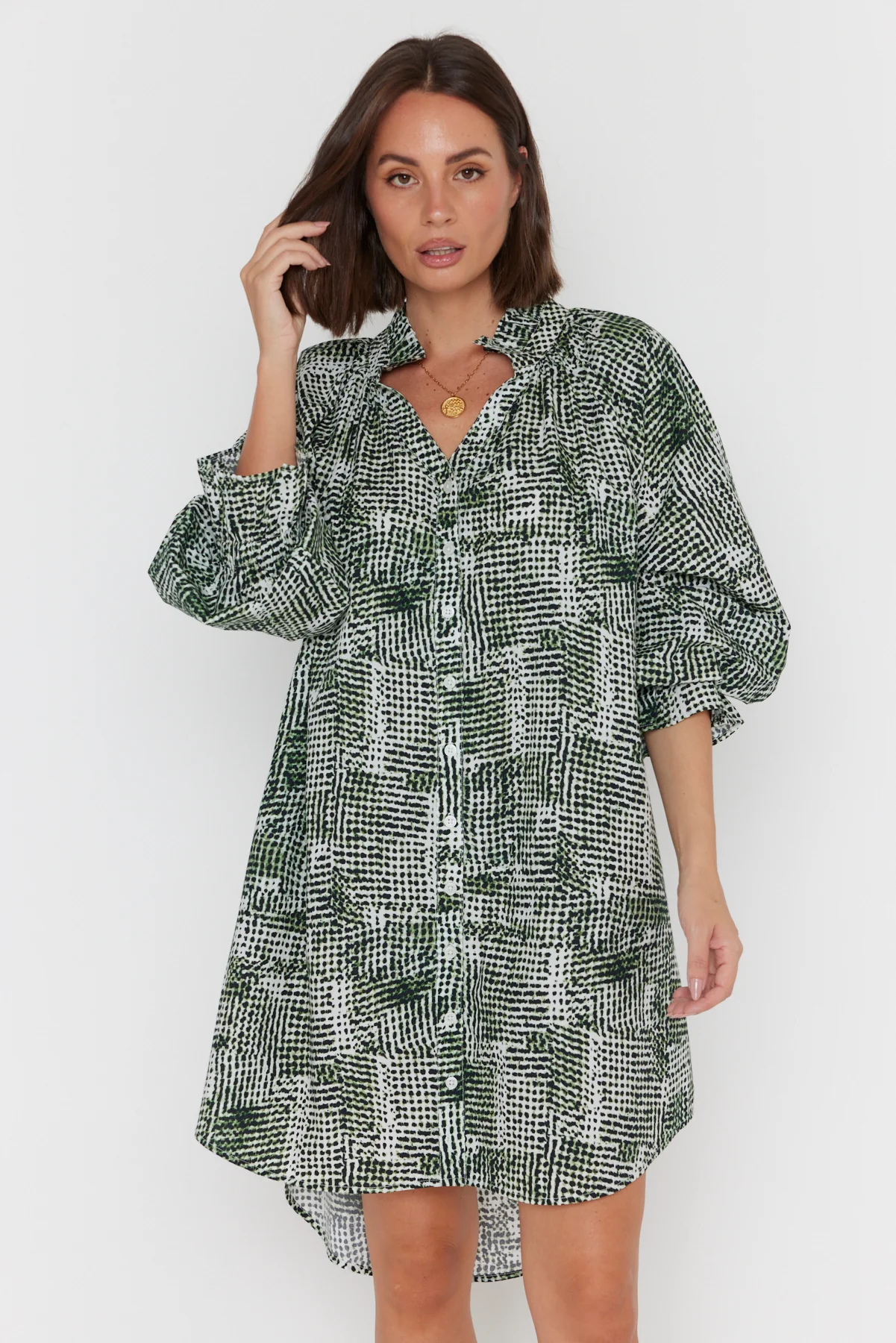 OLLIE Dress Emerald Textured Print - Image 6