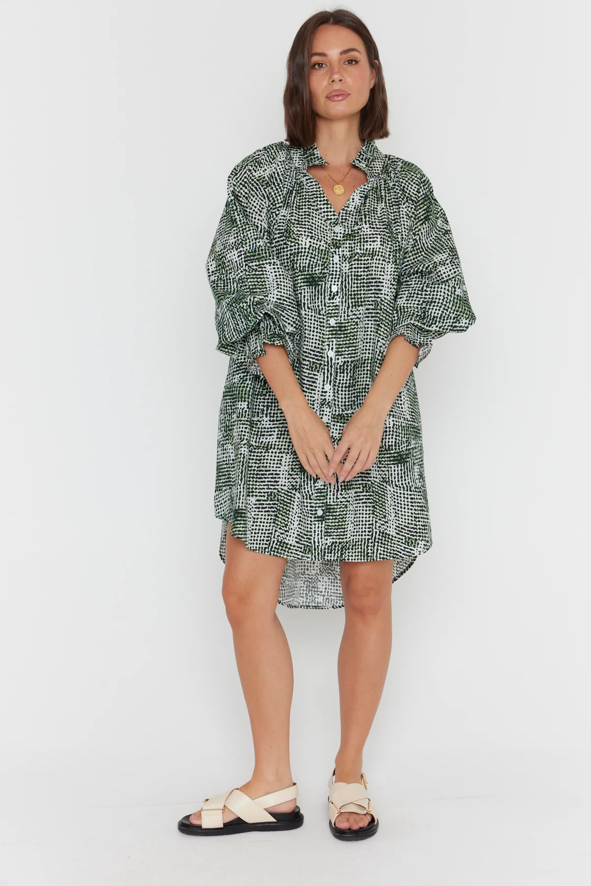 OLLIE Dress Emerald Textured Print - Image 7