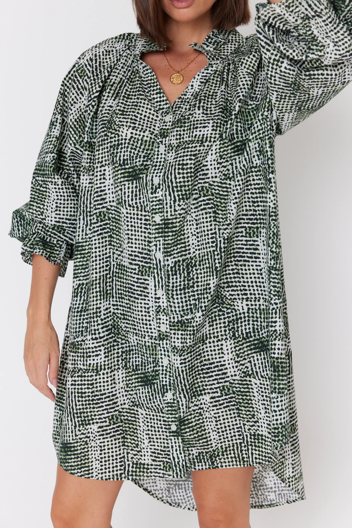 OLLIE Dress Emerald Textured Print - Image 8