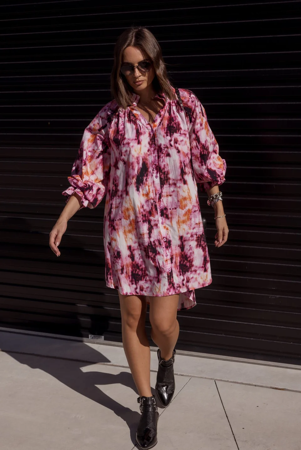 OLLIE Dress Pink Textured Print - Image 4