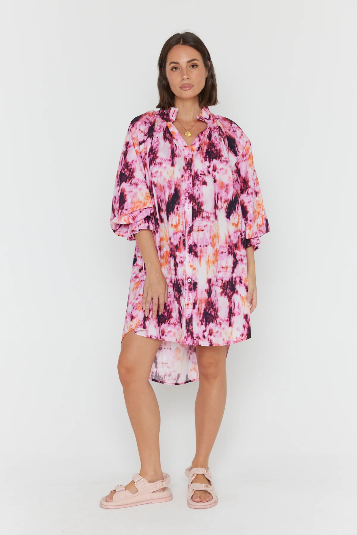OLLIE Dress Pink Textured Print - Image 5