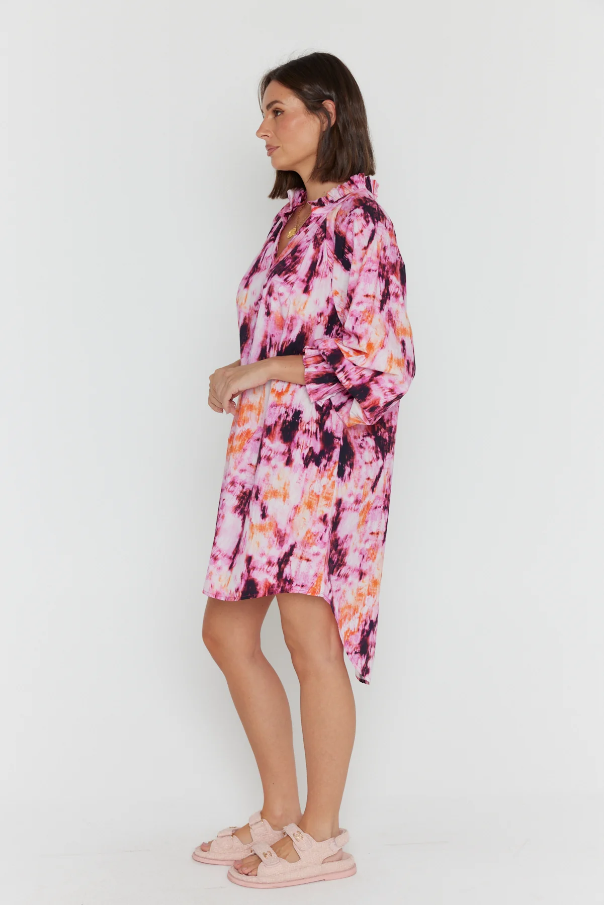 OLLIE Dress Pink Textured Print - Image 9