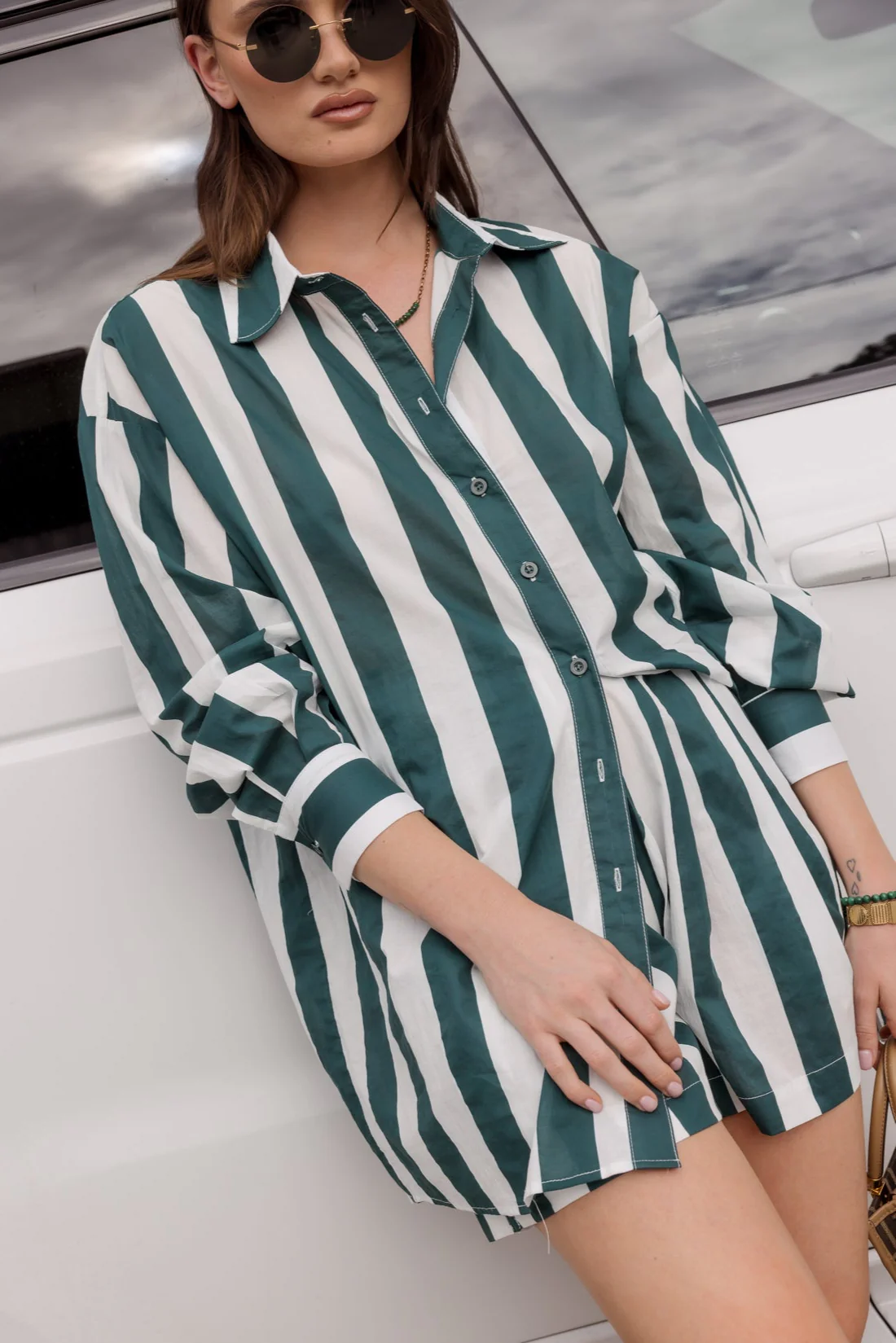 PLUTO Shirt Green Stripe - Image 6