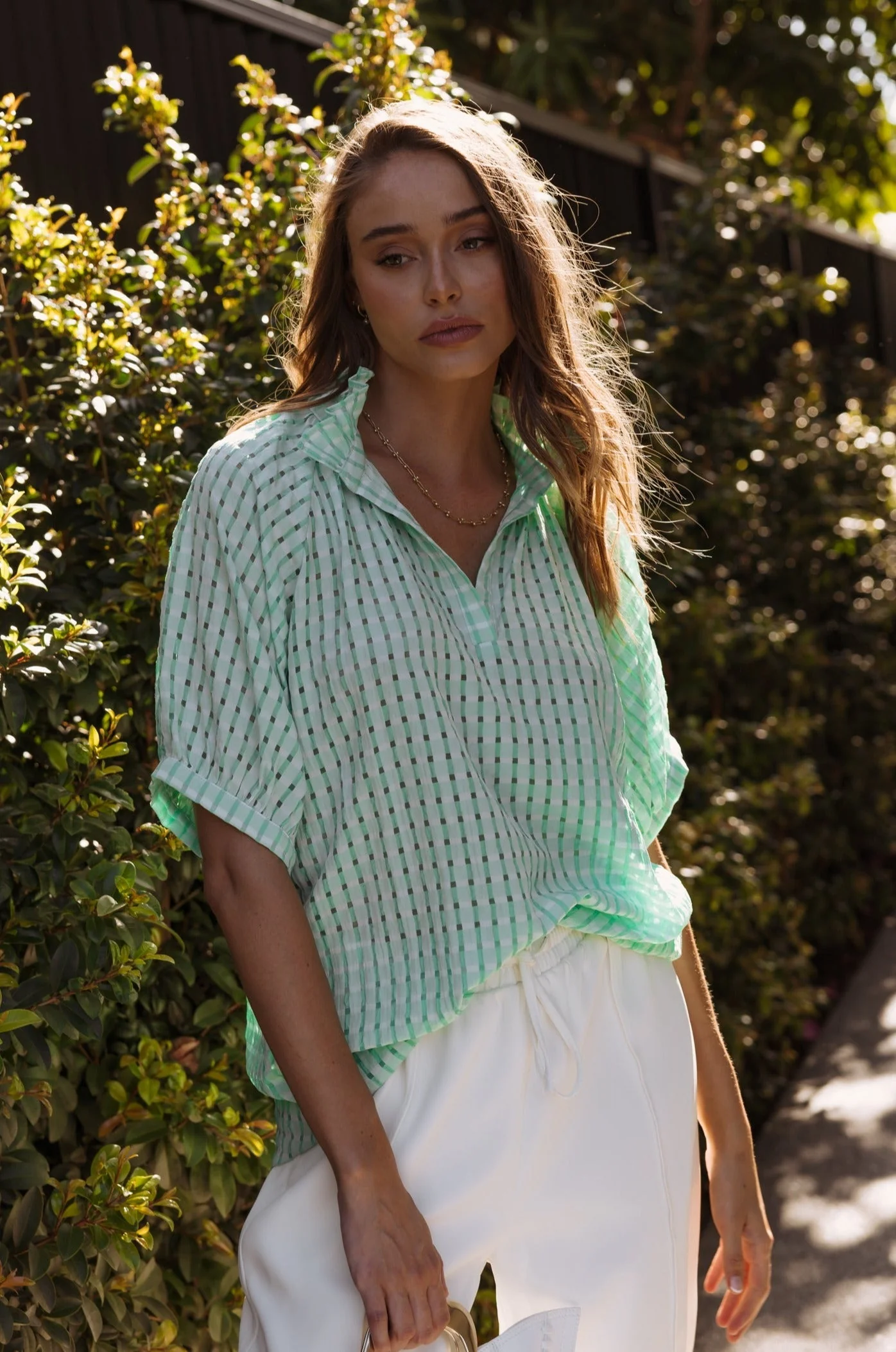 PRESTO Blouse Chequer Green - Image 3