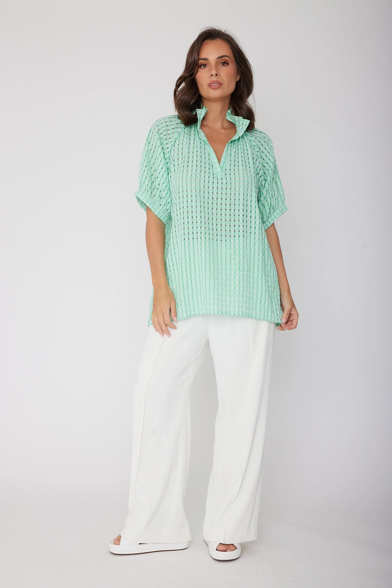 PRESTO Blouse Chequer Green - Image 5