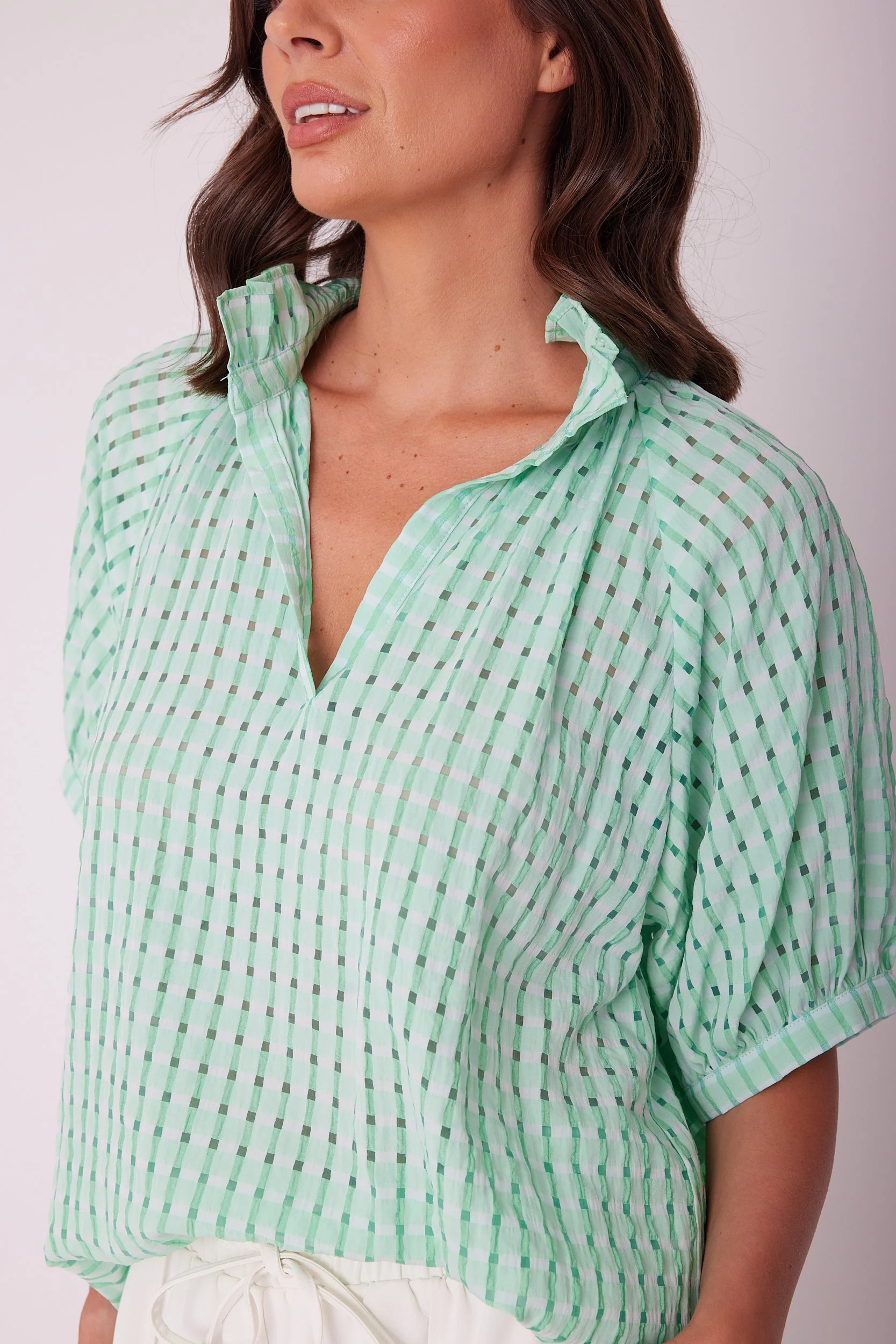 PRESTO Blouse Chequer Green - Image 7