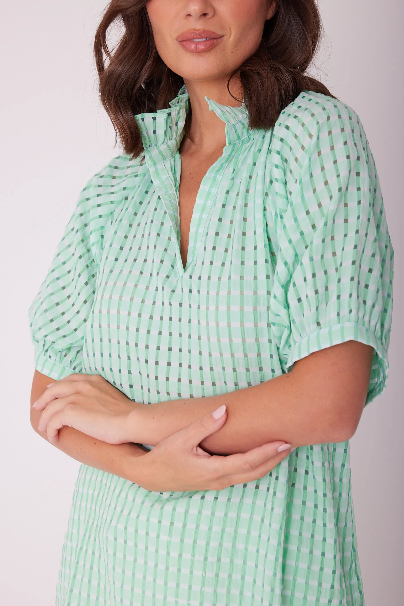 PRESTO Blouse Chequer Green - Image 8