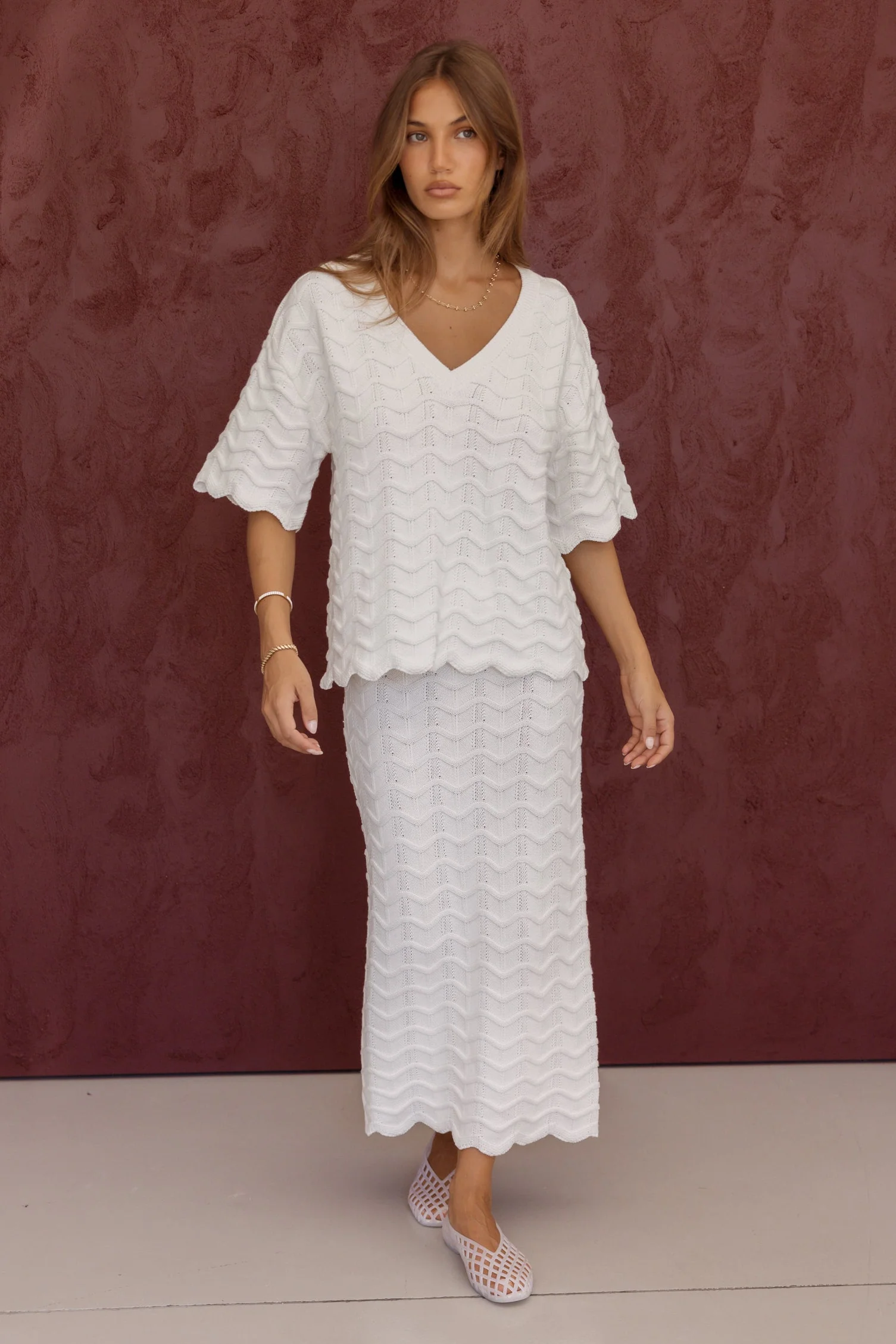 RATAN Knit Skirt White - Image 3