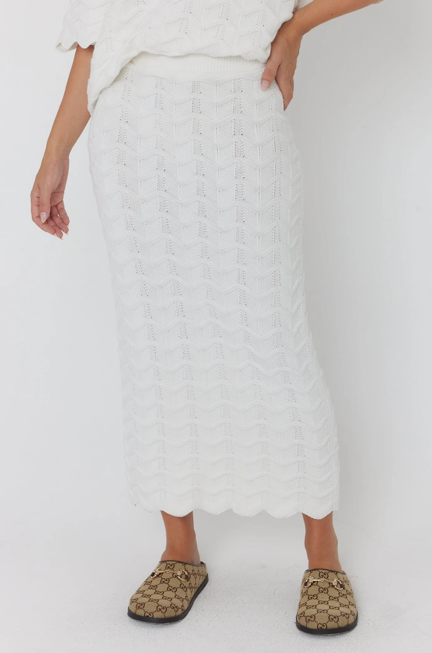 RATAN Knit Skirt White - Image 7