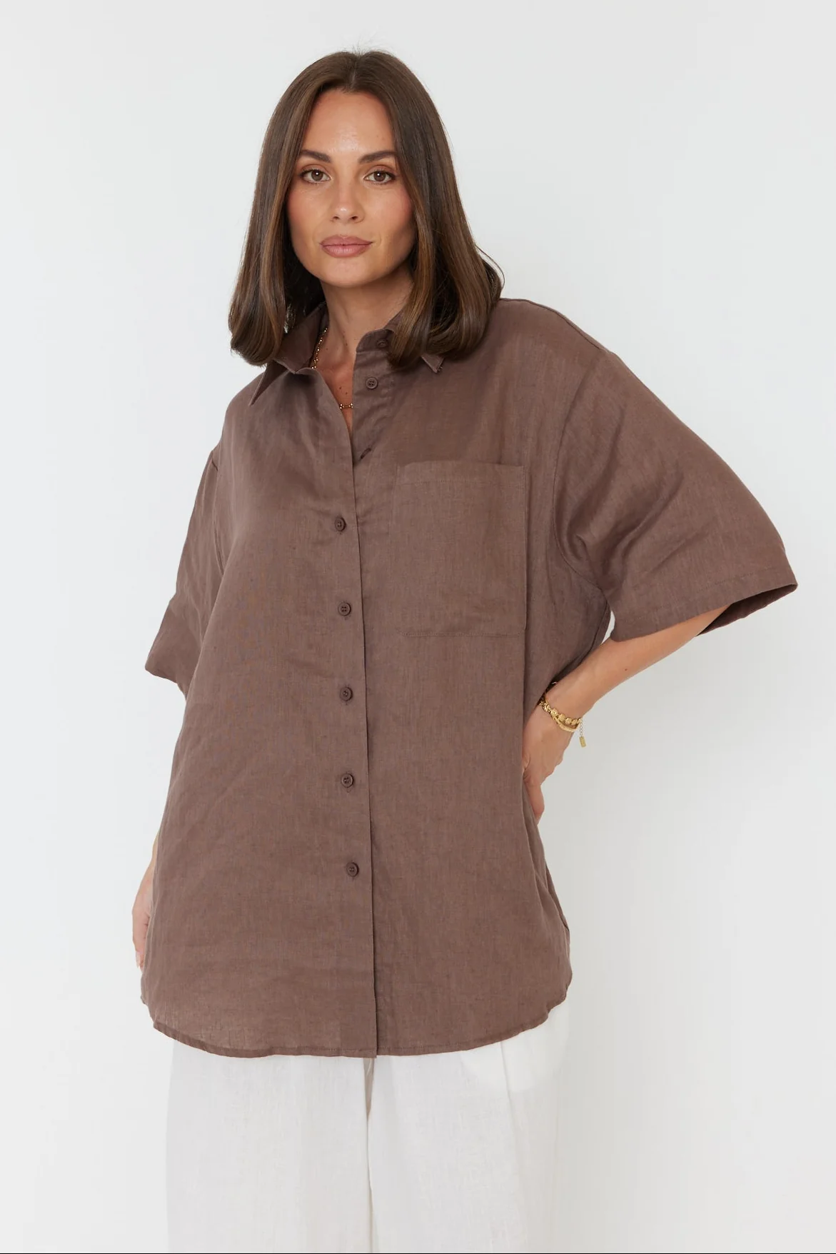 ROGUE Shirt Linen Chocolate - Image 10