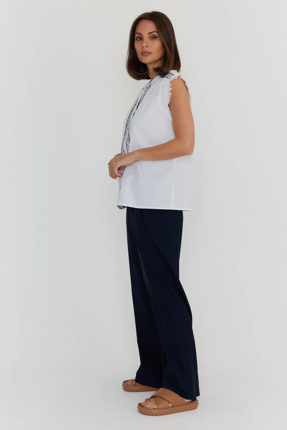 ROMAN Blouse White/Navy - Image 9