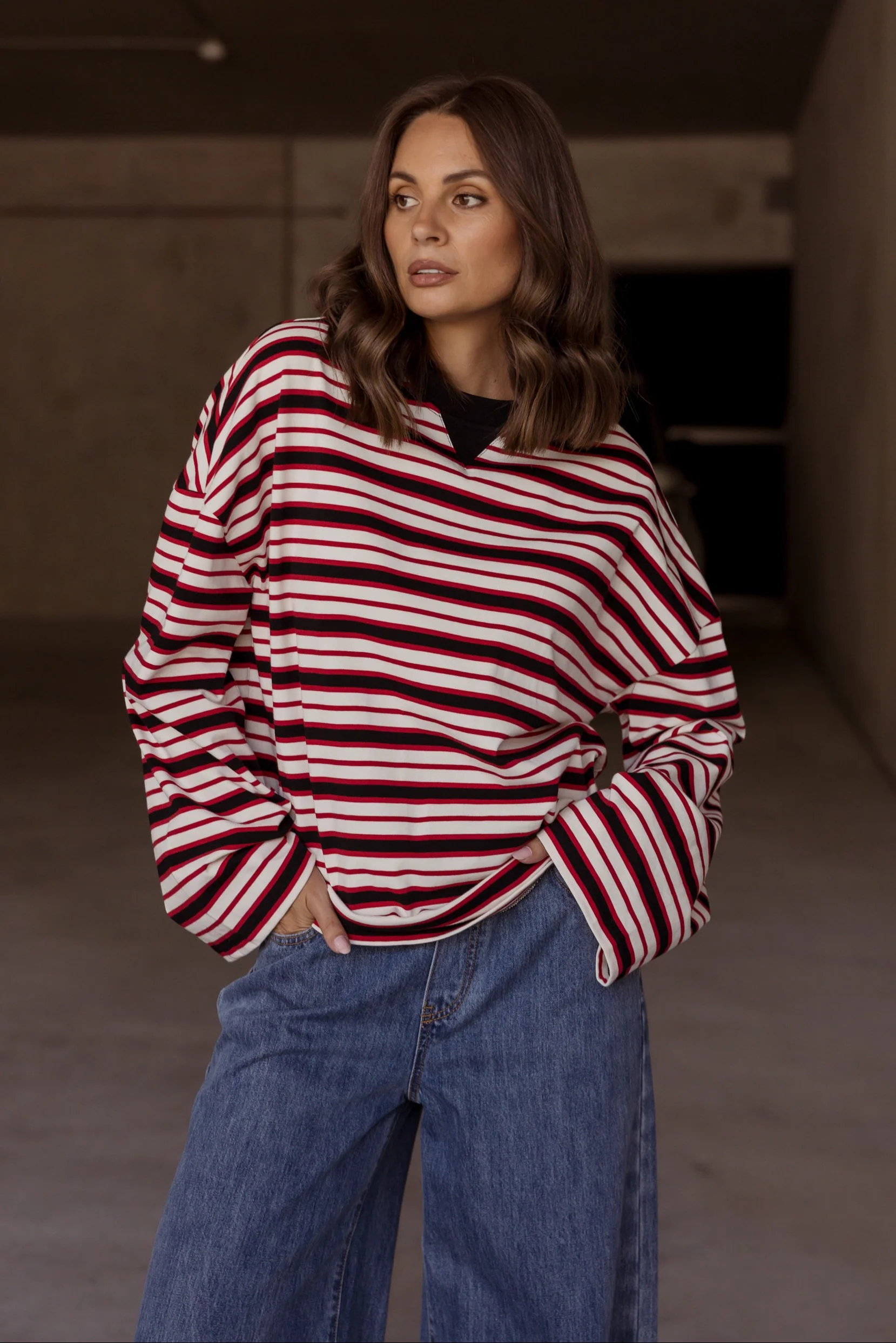 SABLE Long Sleeve Top Red Stripe - Image 3