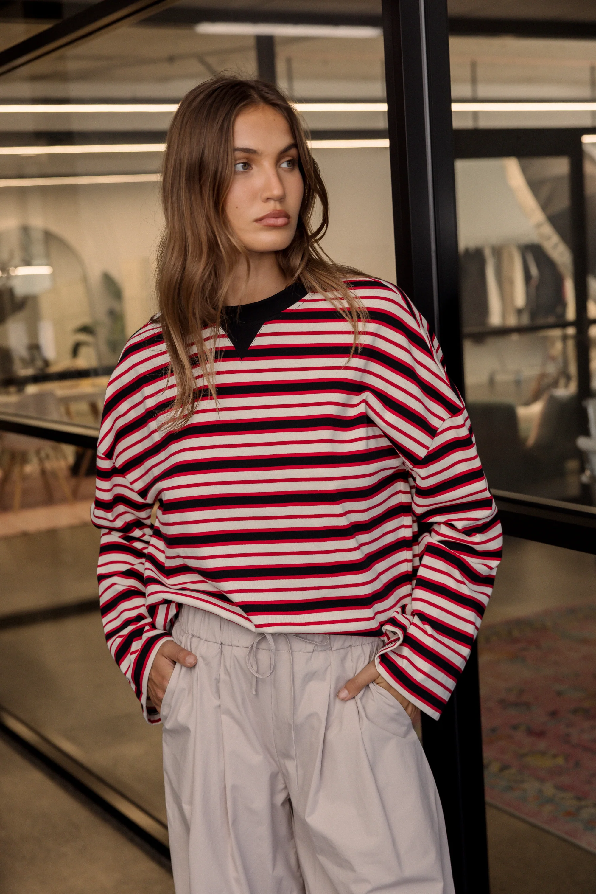 SABLE Long Sleeve Top Red Stripe - Image 5