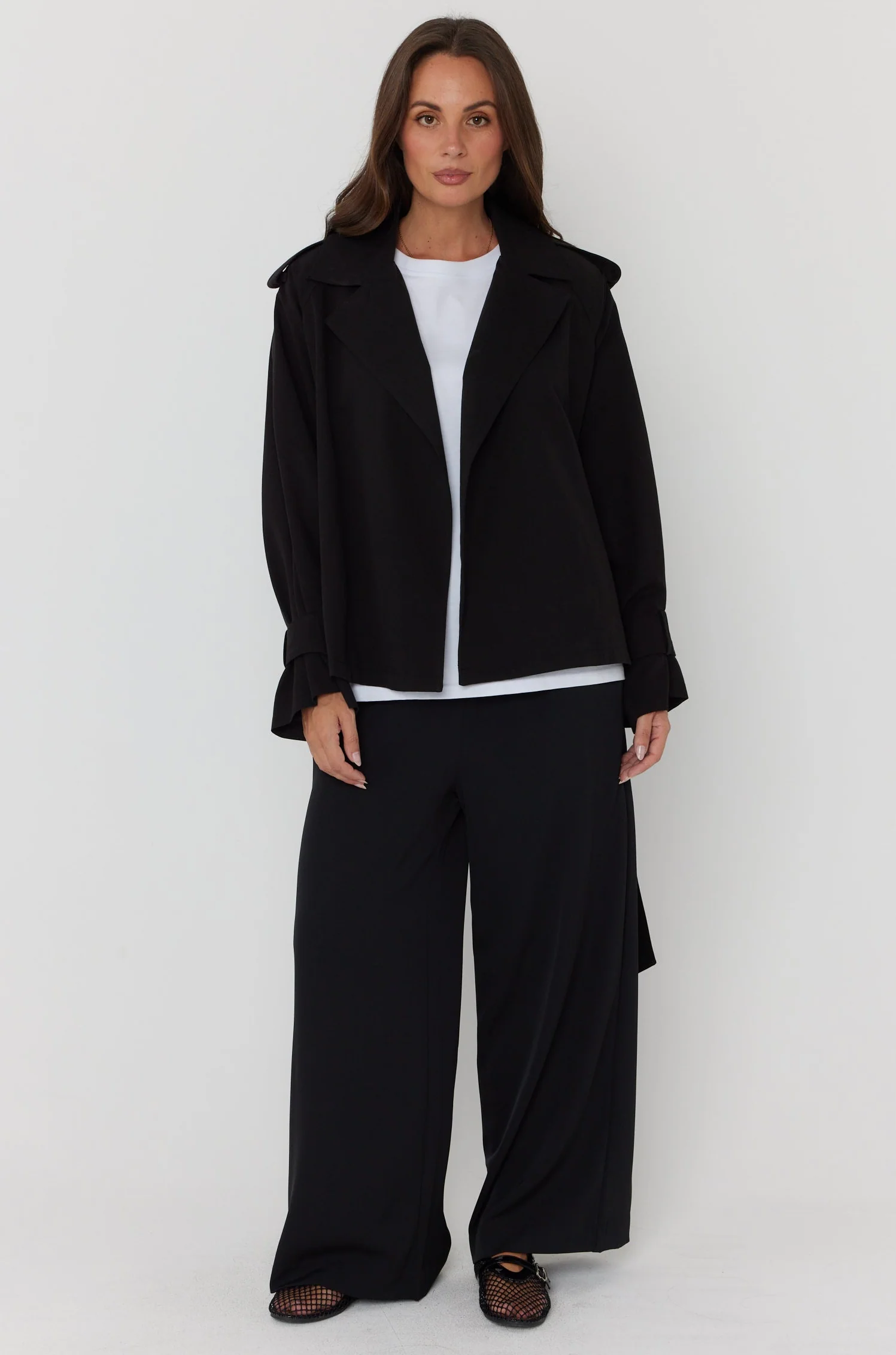 SOREN Soft Cropped Trench Black - Image 10