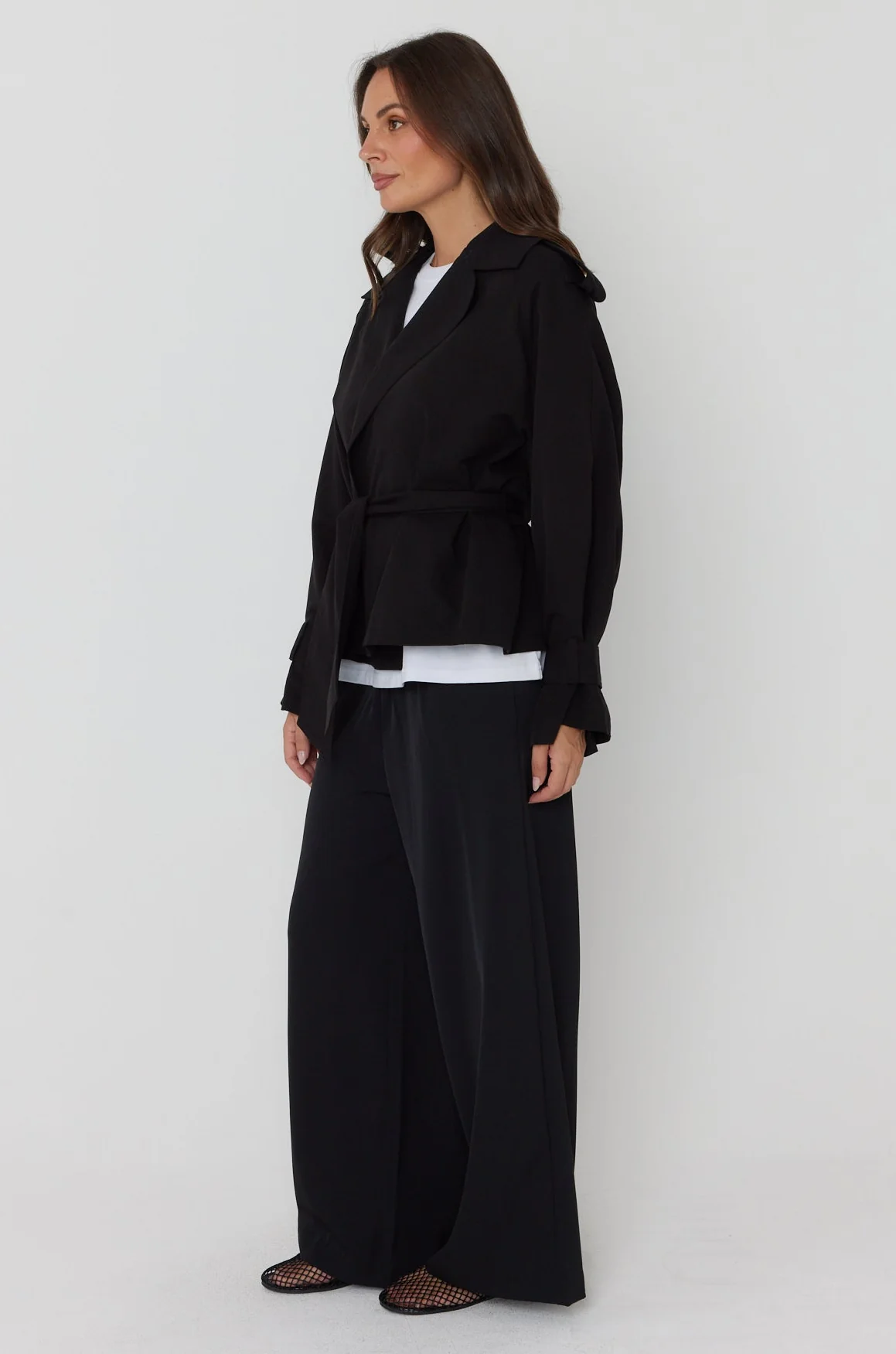 SOREN Soft Cropped Trench Black - Image 12