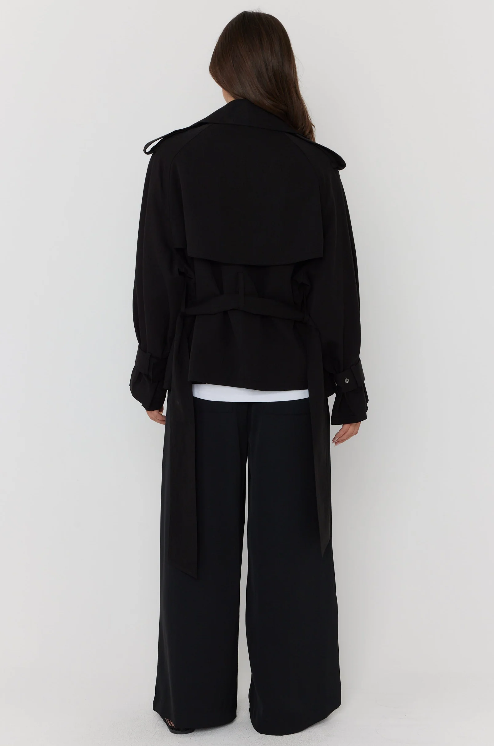 SOREN Soft Cropped Trench Black - Image 13