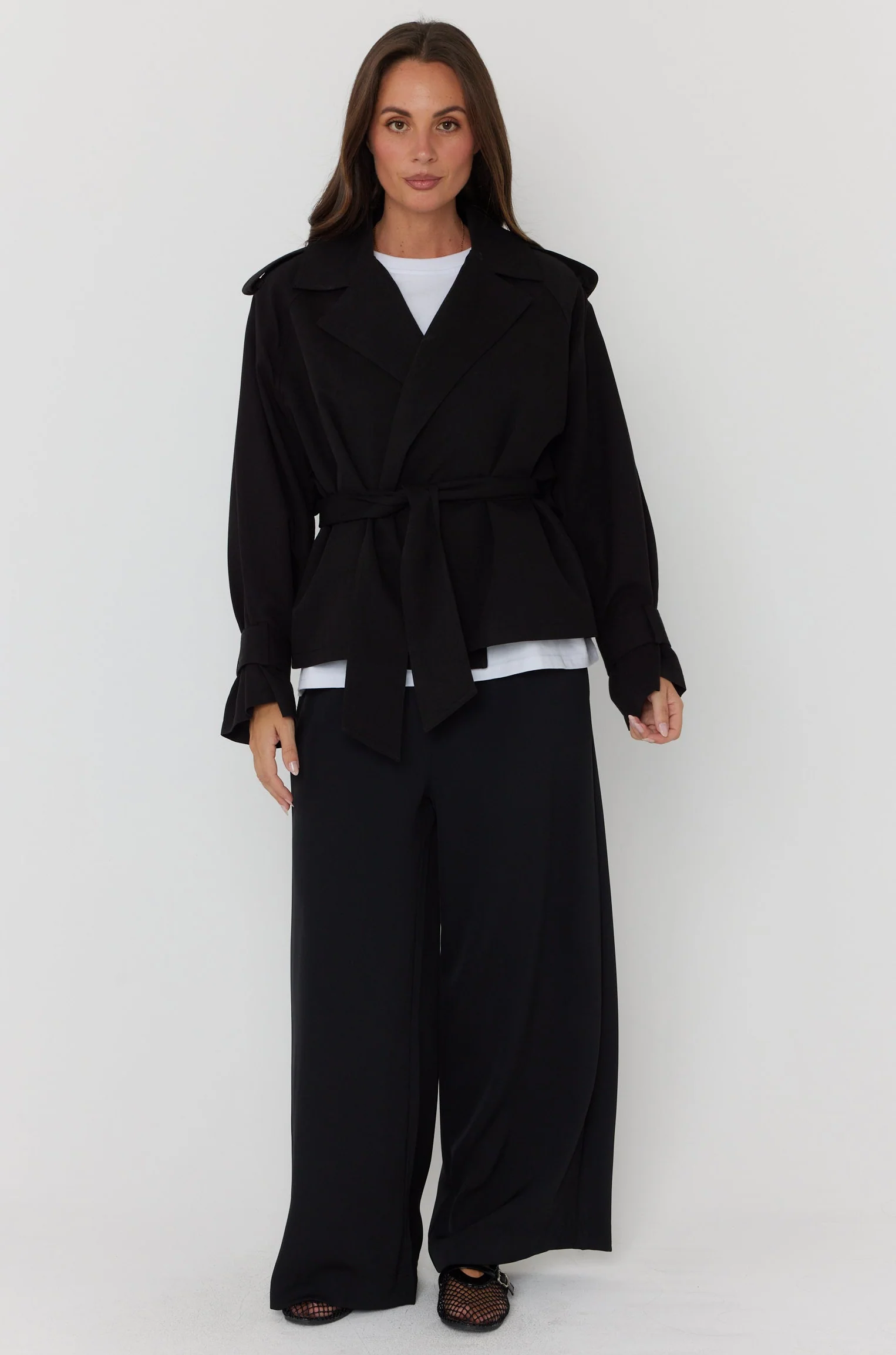 SOREN Soft Cropped Trench Black - Image 7