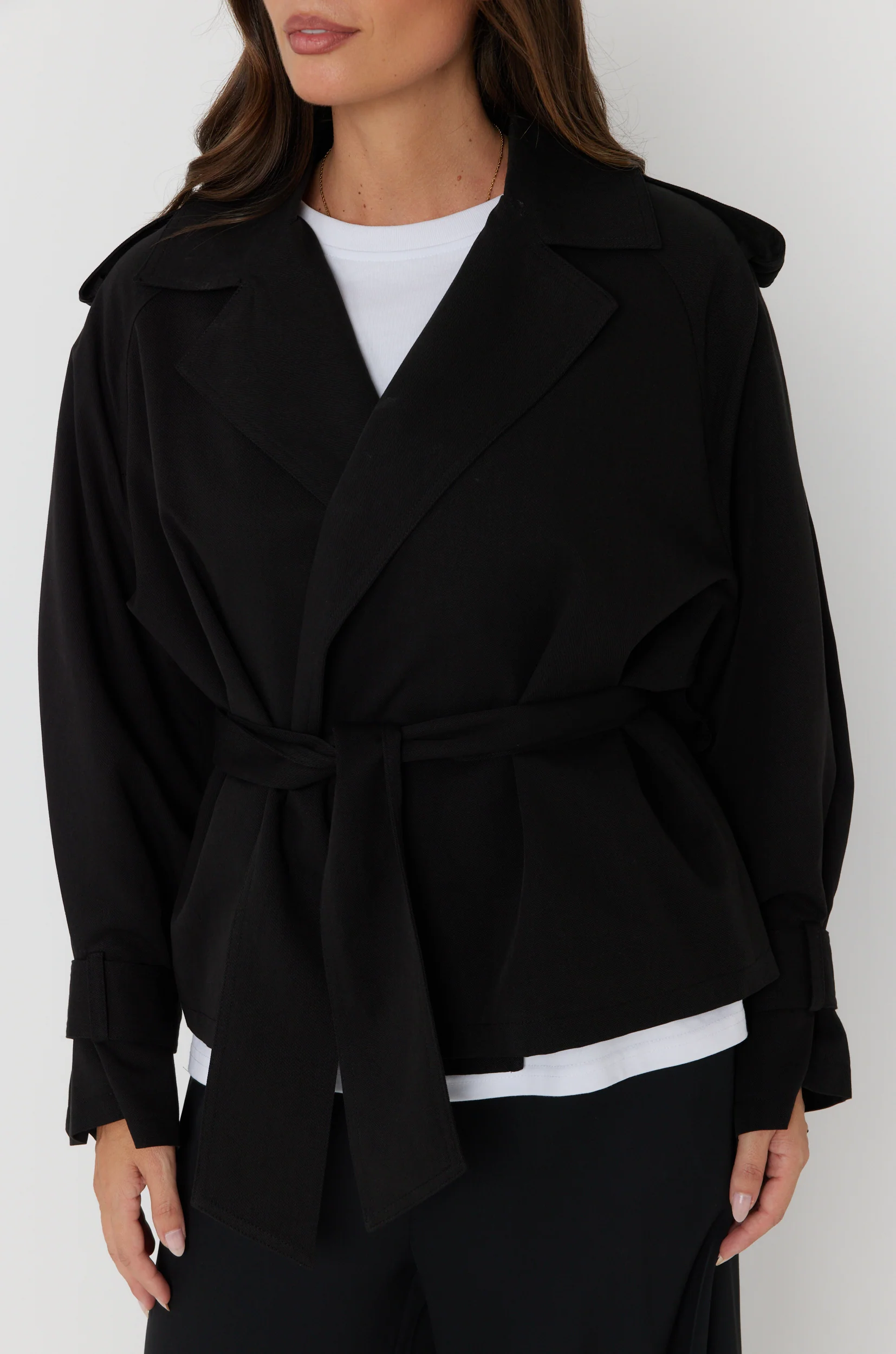 SOREN Soft Cropped Trench Black - Image 9