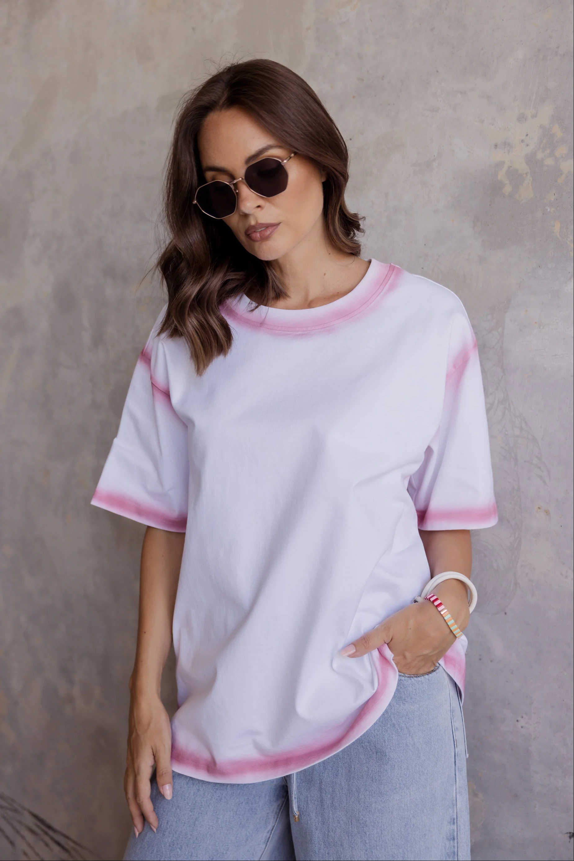 SPRAY T-Shirt White/Dusty Pink - Image 3
