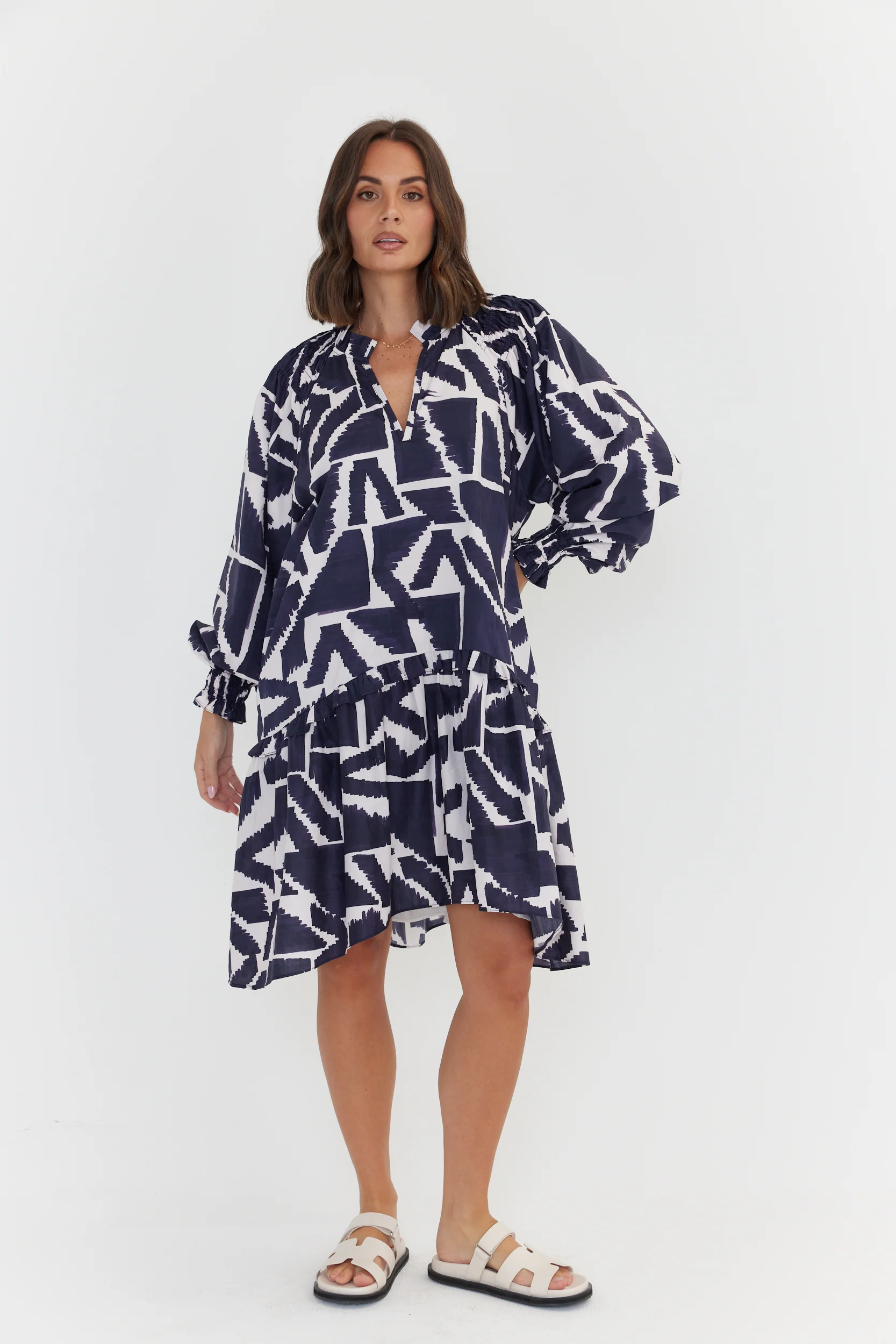 TOMMY Dress Navy Geo Print - Image 7