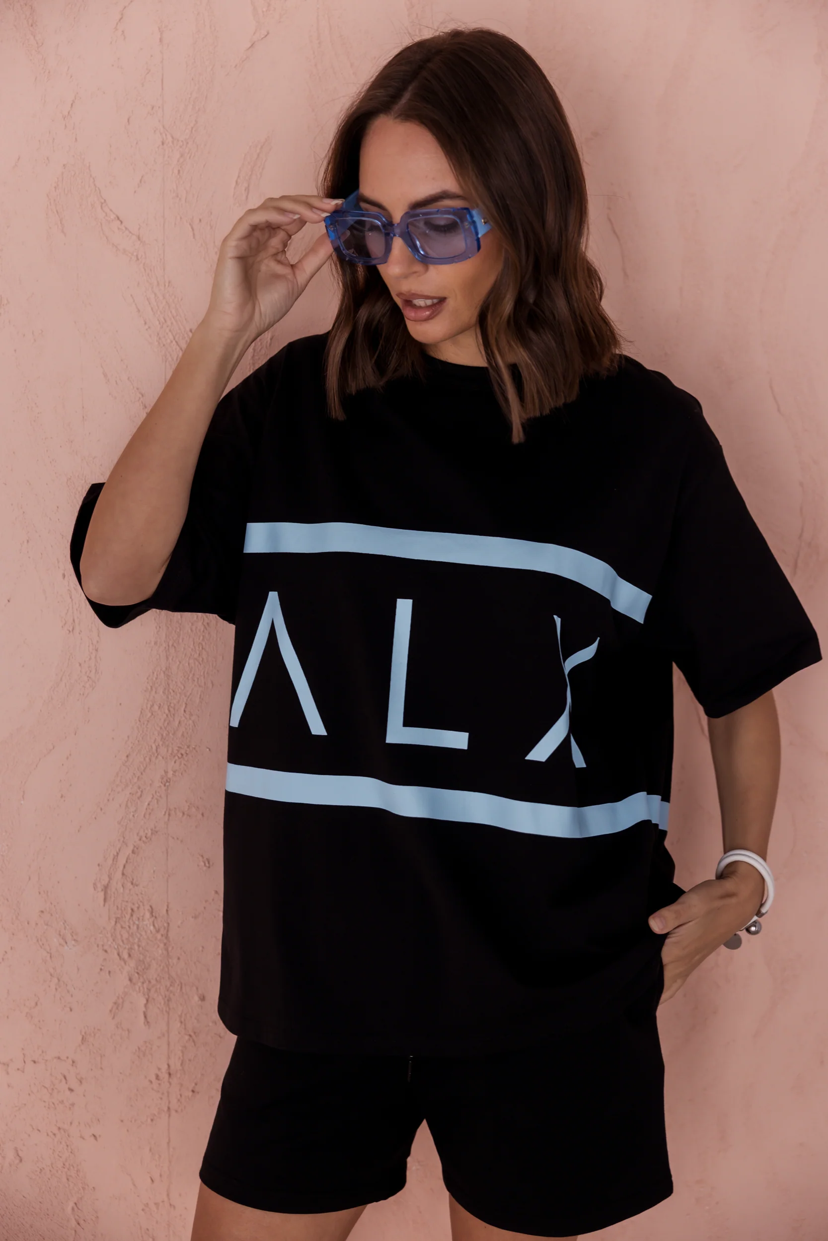 VEGAS T-Shirt Black/Light Blue - Image 3