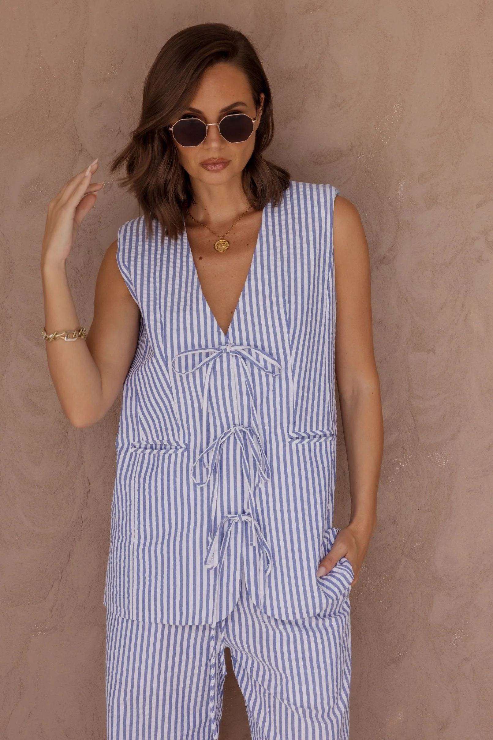 VULTAR Vest Blue Stripe - Image 3
