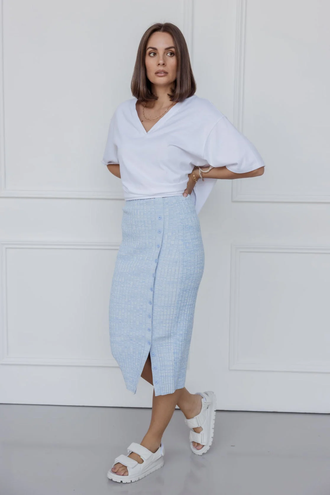 WILLOW Knit Skirt Light Blue - Image 2